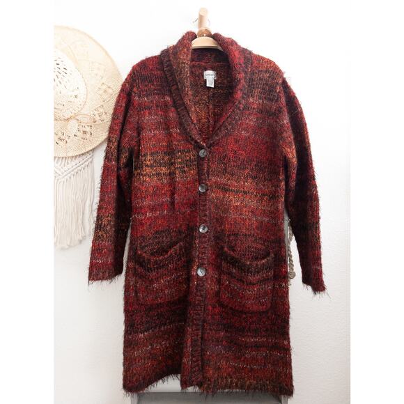Chico's Wool Blend Longline Sweater Cardigan Size 2 Vintage - Picture 2 of 11